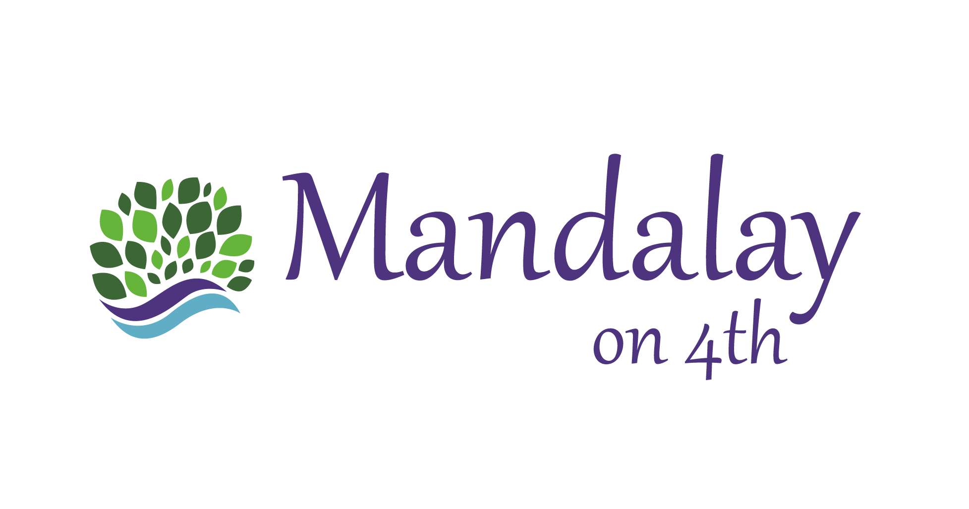 A logo with the text "Mandalay on 4th" in purple.